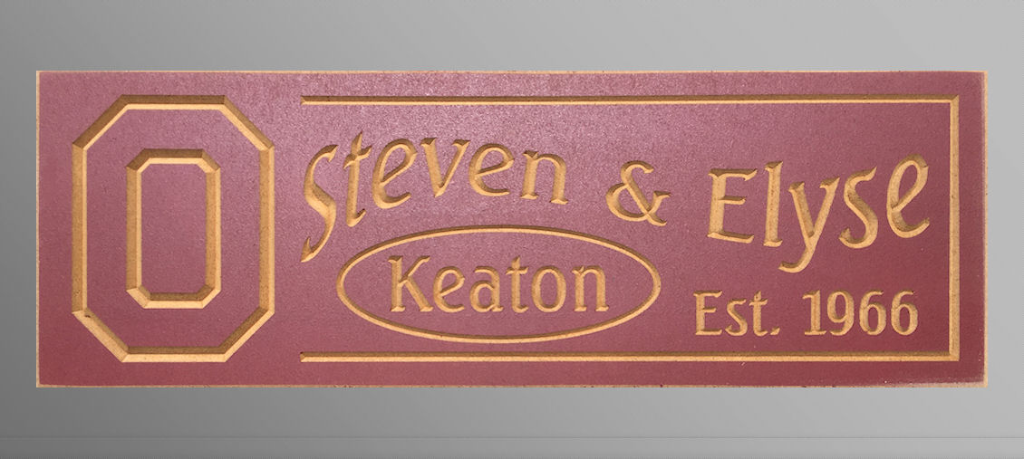 24 X 8 Exterior grade MDF (Extira) sign with burgundy surface